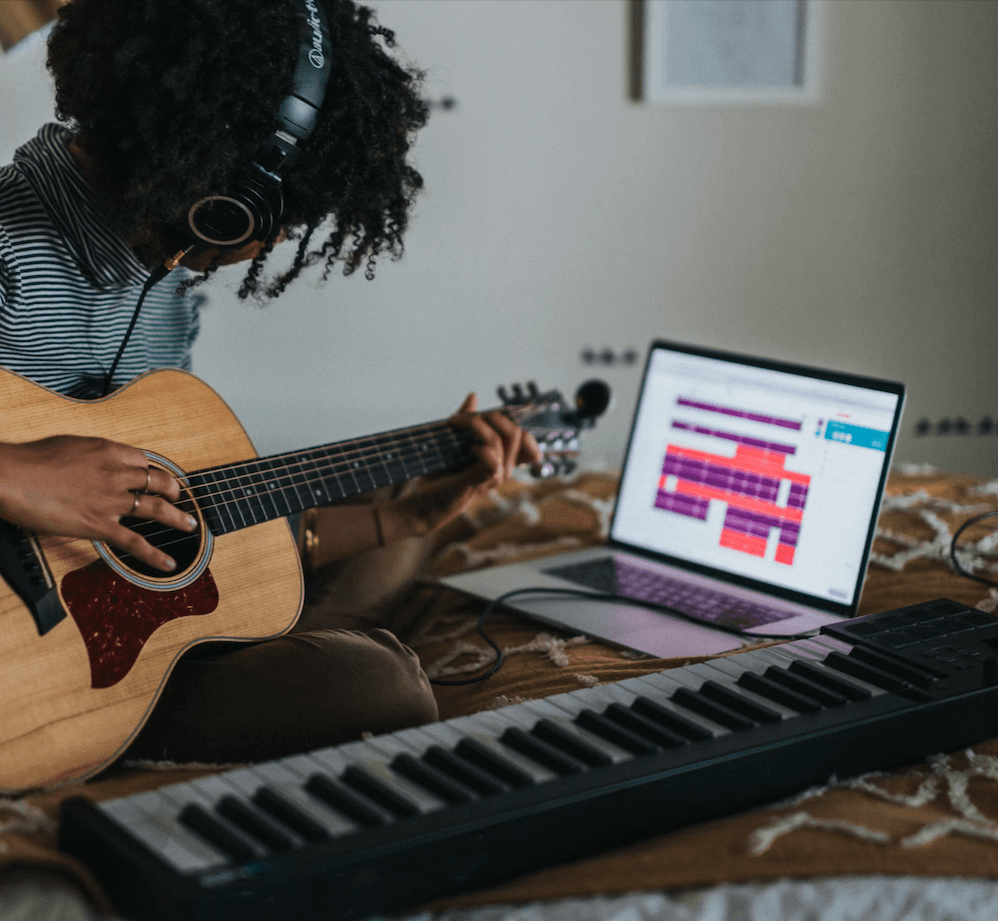 Woman making music